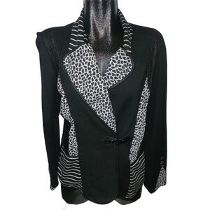 Zoe By Michael Phillips Black & White Patterned Women's Blazer Jacket Large